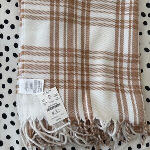 J.Crew Checkered Scarf in White and Brown